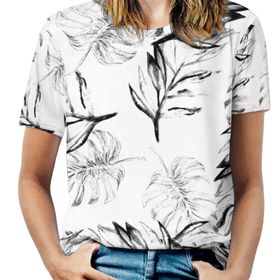 AILLOSA YH-137 Tamamı Baskılı Kısa Kollu Yuvarlak Yaka Kadın T-shirt