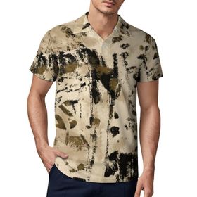 AILLOSA YH-139 3D Baskılı Desen Kısa Kollu Polo Yaka Erkek T-shirt