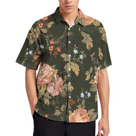 AILLOSA YH-14 Aloha Hawaii 3D Desen Kısa Kollu Erkek Gömlek