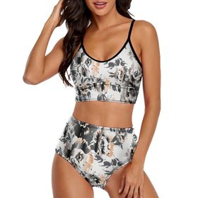 AILLOSA YH-140 Üstü Üçgen Geniş Omuz Askılı Alçak Bel İki Parça Kadın Bikini Seti