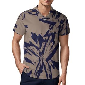 AILLOSA YH-141 3D Baskılı Desen Kısa Kollu Polo Yaka Erkek T-shirt