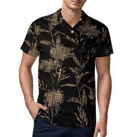 AILLOSA YH-142 3D Baskılı Desen Kısa Kollu Polo Yaka Erkek T-shirt