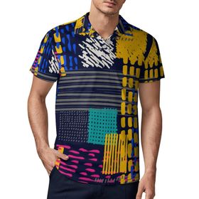AILLOSA YH-145 3D Baskılı Desen Kısa Kollu Polo Yaka Erkek T-shirt
