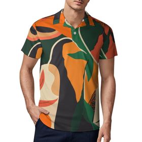 AILLOSA YH-146 3D Baskılı Desen Kısa Kollu Polo Yaka Erkek T-shirt