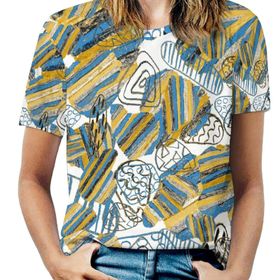 AILLOSA YH-147 Tamamı Baskılı Kısa Kollu Yuvarlak Yaka Kadın T-shirt