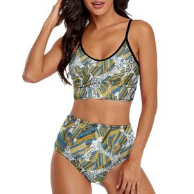 AILLOSA YH-147 Üstü Üçgen Geniş Omuz Askılı Alçak Bel İki Parça Kadın Bikini Seti
