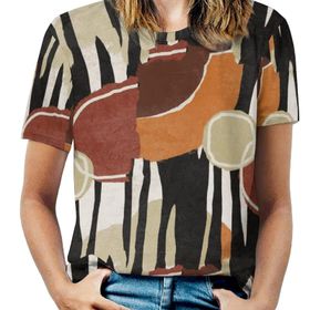 AILLOSA YH-151 Tamamı Baskılı Kısa Kollu Yuvarlak Yaka Kadın T-shirt