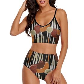 AILLOSA YH-151 Üstü Üçgen Geniş Omuz Askılı Alçak Bel İki Parça Kadın Bikini Seti