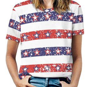 AILLOSA YH-156 Tamamı Baskılı Kısa Kollu Yuvarlak Yaka Kadın T-shirt