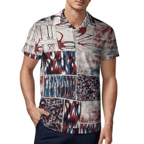 AILLOSA YH-160 3D Baskılı Desen Kısa Kollu Polo Yaka Erkek T-shirt