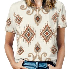AILLOSA YH-162 Tamamı Baskılı Kısa Kollu Yuvarlak Yaka Kadın T-shirt