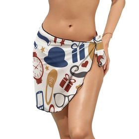 AILLOSA YH-171 Wrap Sarong Beyaz Siyah Kadın Plaj Elbise