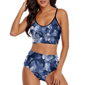 AILLOSA YH-174 Üstü Üçgen Geniş Omuz Askılı Alçak Bel İki Parça Kadın Bikini Seti