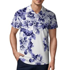 AILLOSA YH-177 3D Baskılı Desen Kısa Kollu Polo Yaka Erkek T-shirt