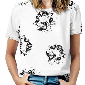 AILLOSA YH-181 Tamamı Baskılı Kısa Kollu Yuvarlak Yaka Kadın T-shirt