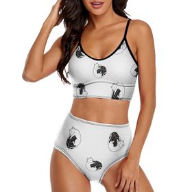 AILLOSA YH-183 Üstü Üçgen Geniş Omuz Askılı Alçak Bel İki Parça Kadın Bikini Seti