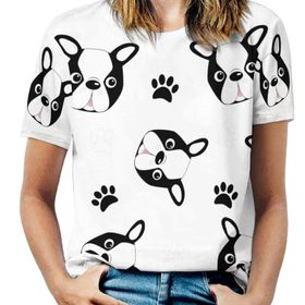 AILLOSA YH-184 Tamamı Baskılı Kısa Kollu Yuvarlak Yaka Kadın T-shirt