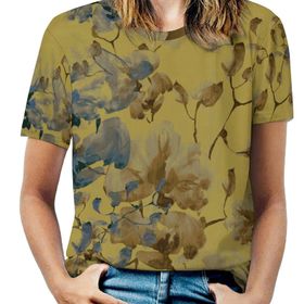AILLOSA YH-185 Tamamı Baskılı Kısa Kollu Yuvarlak Yaka Kadın T-shirt