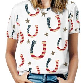 AILLOSA YH-193 Tamamı Baskılı Kısa Kollu Yuvarlak Yaka Kadın T-shirt