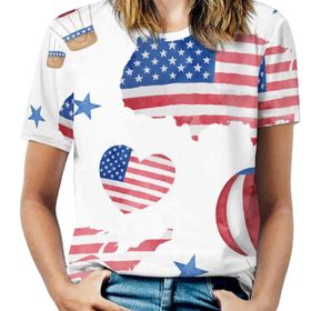 AILLOSA YH-195 Tamamı Baskılı Kısa Kollu Yuvarlak Yaka Kadın T-shirt