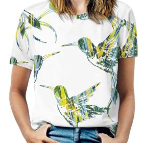 AILLOSA YH-200 Tamamı Baskılı Kısa Kollu Yuvarlak Yaka Kadın T-shirt