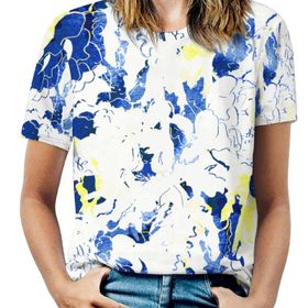 AILLOSA YH-202 Tamamı Baskılı Kısa Kollu Yuvarlak Yaka Kadın T-shirt