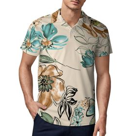 AILLOSA YH-21 3D Baskılı Desen Kısa Kollu Polo Yaka Erkek T-shirt