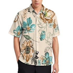 AILLOSA YH-21 Aloha Hawaii 3D Desen Kısa Kollu Erkek Gömlek