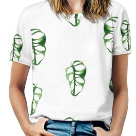 AILLOSA YH-218 Tamamı Baskılı Kısa Kollu Yuvarlak Yaka Kadın T-shirt