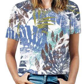 AILLOSA YH-219 Tamamı Baskılı Kısa Kollu Yuvarlak Yaka Kadın T-shirt