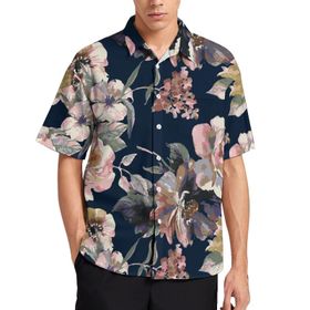 AILLOSA YH-22 Aloha Hawaii 3D Desen Kısa Kollu Erkek Gömlek