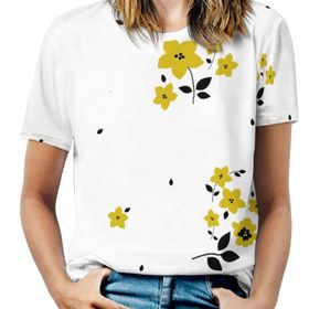 AILLOSA YH-220 Tamamı Baskılı Kısa Kollu Yuvarlak Yaka Kadın T-shirt