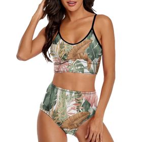 AILLOSA YH-221 Üstü Üçgen Geniş Omuz Askılı Alçak Bel İki Parça Kadın Bikini Seti