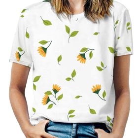 AILLOSA YH-223 Tamamı Baskılı Kısa Kollu Yuvarlak Yaka Kadın T-shirt