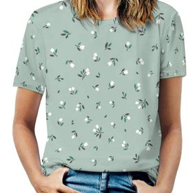 AILLOSA YH-225 Tamamı Baskılı Kısa Kollu Yuvarlak Yaka Kadın T-shirt