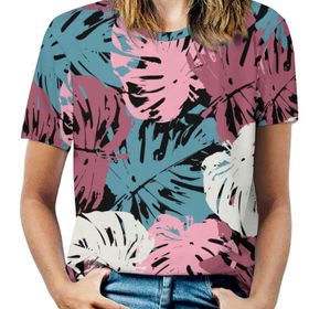 AILLOSA YH-227 Tamamı Baskılı Kısa Kollu Yuvarlak Yaka Kadın T-shirt