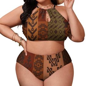 AILLOSA YH-228 Büyük Beden Geniş Askılı Orta Bel Büyük Beden Kadın Bikini Seti