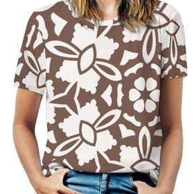 AILLOSA YH-231 Tamamı Baskılı Kısa Kollu Yuvarlak Yaka Kadın T-shirt