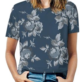 AILLOSA YH-255 Tamamı Baskılı Kısa Kollu Yuvarlak Yaka Kadın T-shirt