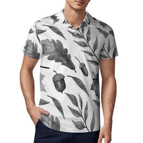 AILLOSA YH-256 3D Baskılı Desen Kısa Kollu Polo Yaka Erkek T-shirt