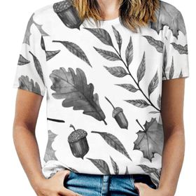 AILLOSA YH-256 Tamamı Baskılı Kısa Kollu Yuvarlak Yaka Kadın T-shirt