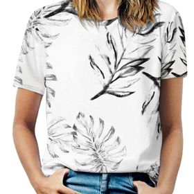 AILLOSA YH-257 Tamamı Baskılı Kısa Kollu Yuvarlak Yaka Kadın T-shirt