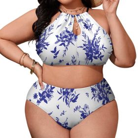 AILLOSA YH-258 Büyük Beden Geniş Askılı Orta Bel Büyük Beden Kadın Bikini Seti