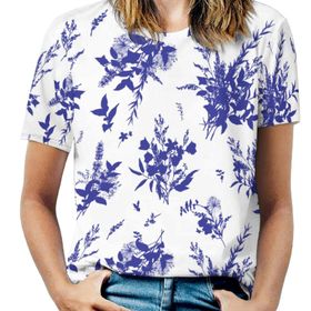 AILLOSA YH-258 Tamamı Baskılı Kısa Kollu Yuvarlak Yaka Kadın T-shirt