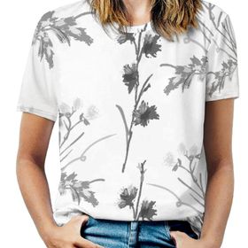 AILLOSA YH-260 Tamamı Baskılı Kısa Kollu Yuvarlak Yaka Kadın T-shirt