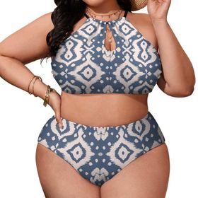 AILLOSA YH-265 Büyük Beden Geniş Askılı Orta Bel Büyük Beden Kadın Bikini Seti