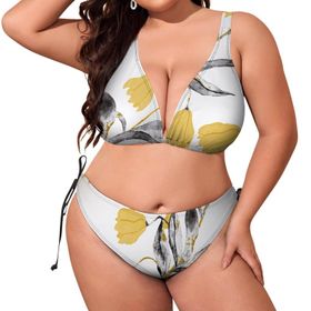 AILLOSA YH-266 Dolgulu İki Parça Büyük Beden Kadın Bikini Seti