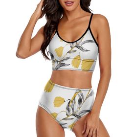 AILLOSA YH-266 Geniş Omuz Askılı Üçgen Bikini Üstü Alçak Bel İki Parça Kadın Bikini Set