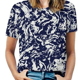 AILLOSA YH-27 Tamamı Baskılı Kısa Kollu Yuvarlak Yaka Kadın T-shirt