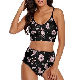 AILLOSA YH-272 Geniş Omuz Askılı Üçgen Bikini Üstü Alçak Bel İki Parça Kadın Bikini Set